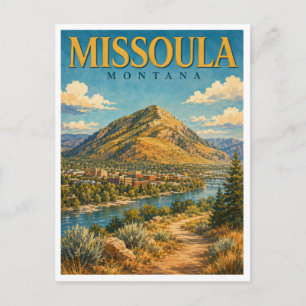 Cartão Postal Missoula Montana Mount Sentinel GeoSaga