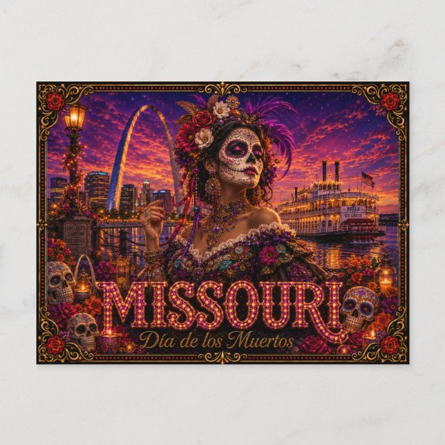 Cartão Postal Missouri Dia dos Mortos Retro (Frente)