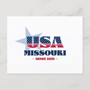 Cartão Postal Missouri em Vermelho, Branco e Cartão-postal Azul