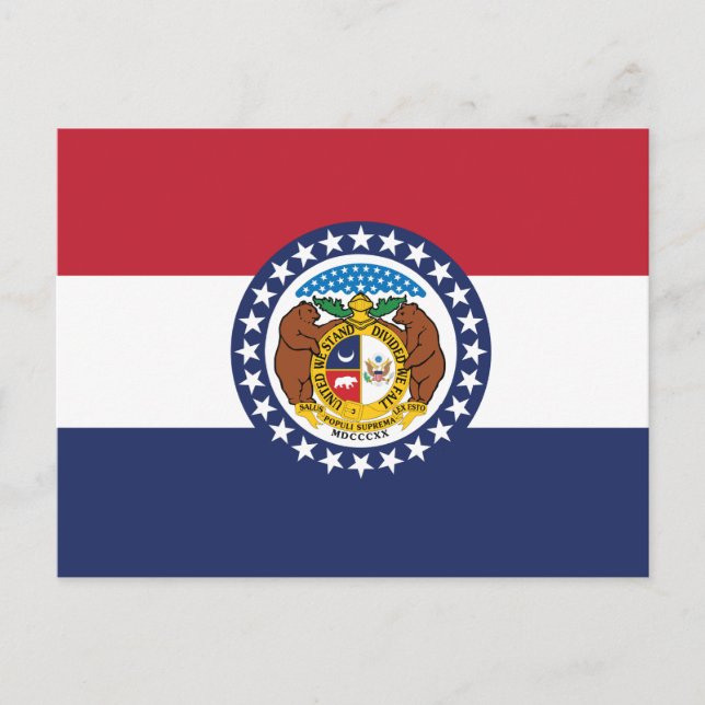 Cartão Postal Missouri State Flag Show-Me State Seal (Frente)