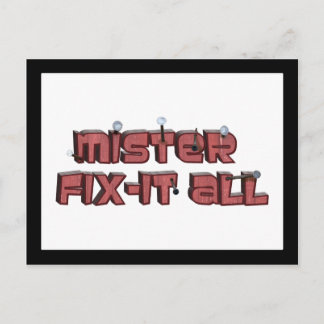 Cartão Postal Mister Fix-It All Wooden Design de texto