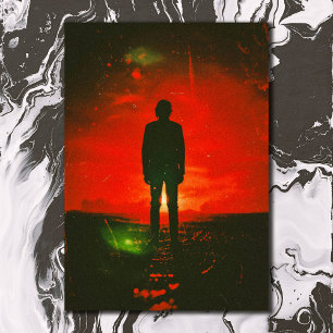 Cartão Postal Mistério Escuro Horror Homem em campo