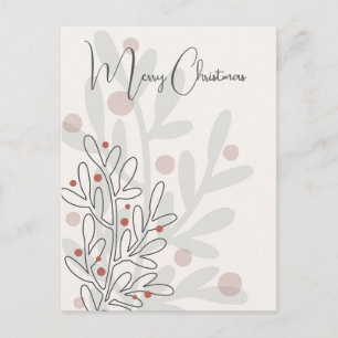 Cartão Postal Mistletoe de Natal desenhado à mão em flor