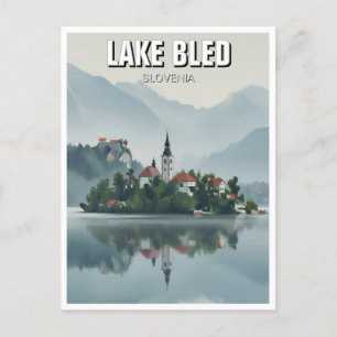 Cartão Postal Misty Lake Bled Eslovênia