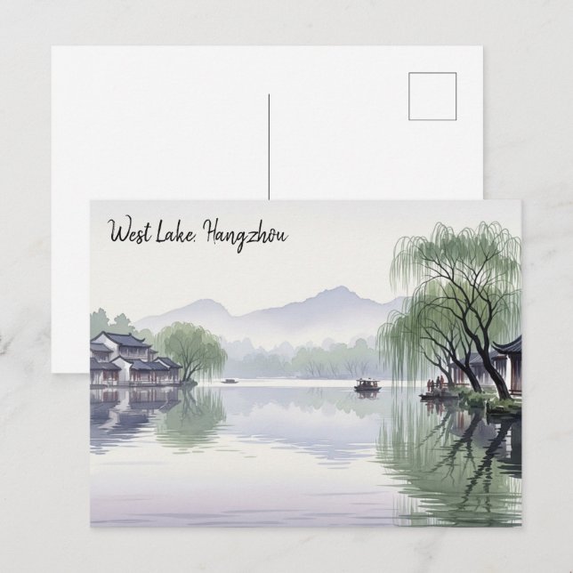 Cartão Postal Misty Morning Hangzhou West Lake Hangzhou (Frente/Verso)