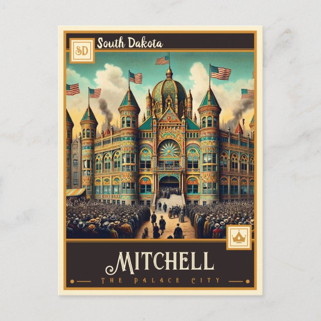 Cartão Postal Mitchell, Dakota do Sul | Vintage (Frente)