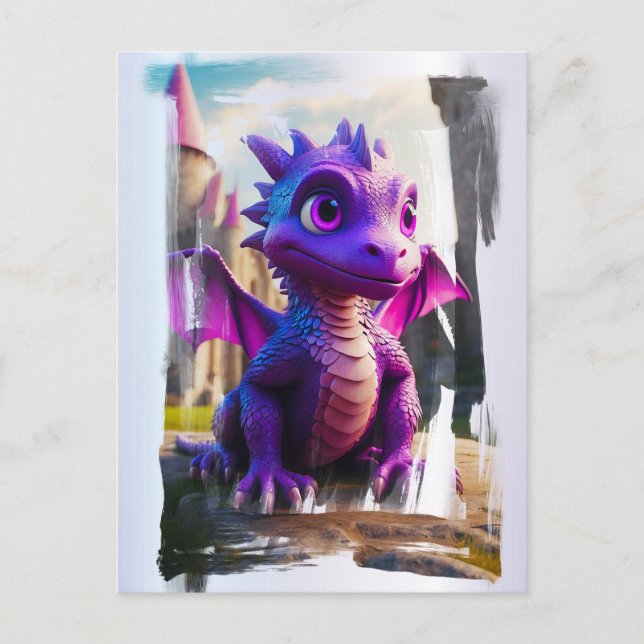 Cartão Postal *~* Mítica Fantasy AP48 Kids Dragon Cartoon (Frente)