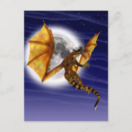 Cartão Postal Mito Fantástico do Dragão Dourado Céu Roxo