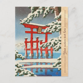 Cartão Postal Miyajima em Snow Hasui Kawase shin hanga art