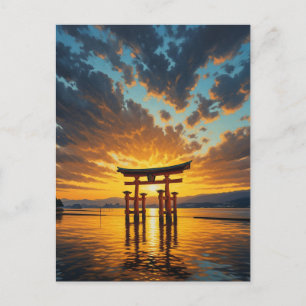 Cartão Postal Miyajima Floating Torii Itsukushima Shrine Sunset