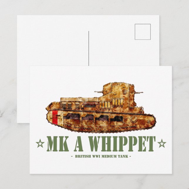 Cartão Postal MK Um Whippet World War Um Tanque Médio Britânico  (Frente/Verso)