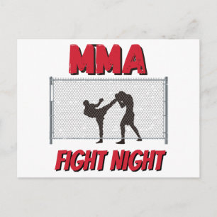 Cartão Postal MMA Fight Night text and Silhouette of Two Fighter