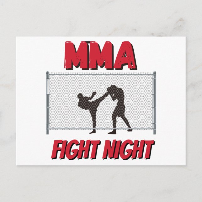 Cartão Postal MMA Fight Night text e Silhouette of Two Fighter (Frente)
