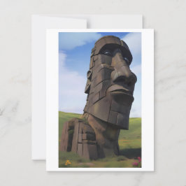 Cartão Postal Moai sobre Molehill