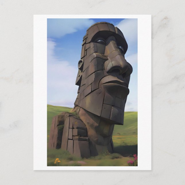 Cartão Postal Moai sobre Molehill (Frente)