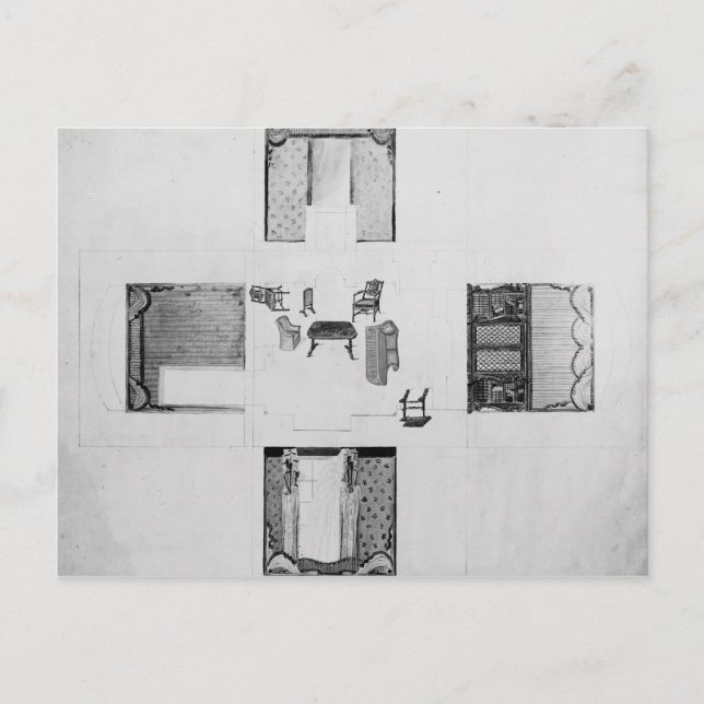 Cartão Postal Mobiliário para uma sala de estar pequena (Frente)