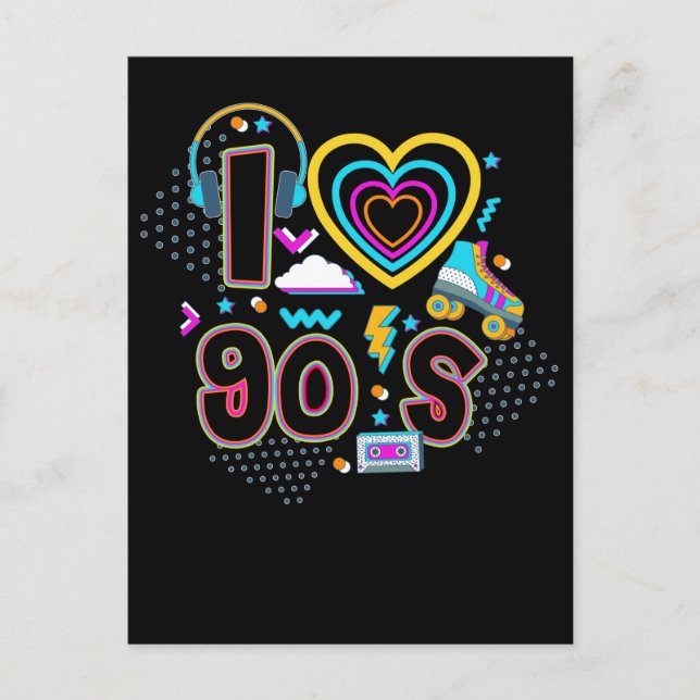 Cartão Postal Moça dos 90 Music Party Roller Skating Disco 1990 (Frente)