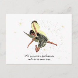 Cartão Postal Moça Fada Com Cartão-Postal Amarelo