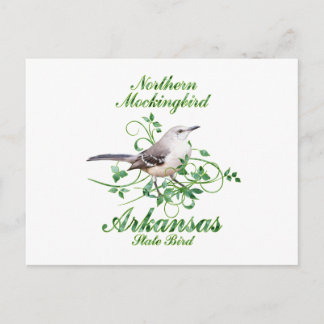 Cartão Postal Mockingbird Arkansas State Bird