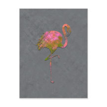 Mod Colorido Verão Flamingo Chic Moderno Cinza