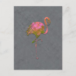 Cartão Postal Mod Colorido Verão Flamingo Chic Moderno Cinza