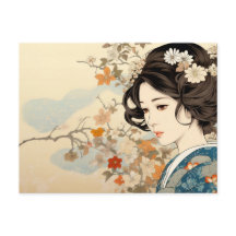 Moda da margarida estilo de arte Ukiyo-e