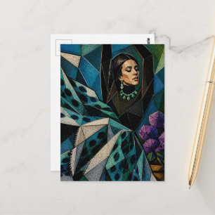 Cartão Postal Moda de Colagem Surrealista Tempo Senhora Dança no