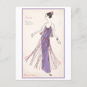 Cartão Postal Moda de vestido vintage dos anos 60