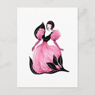 Cartão Postal Moda glamour bela ilustração em aquarela