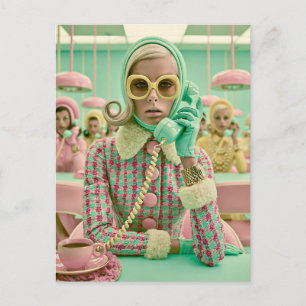 Cartão Postal Moda Retro Pastel de Call Center