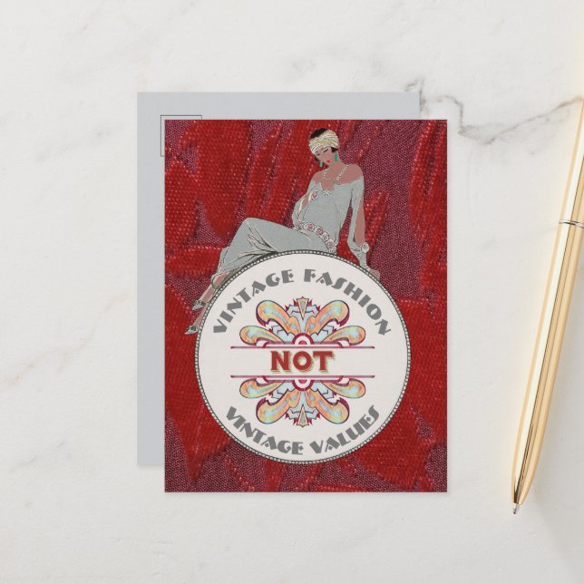 Cartão Postal Moda Vintage Não Valores Vintage (Frente/Verso In Situ)