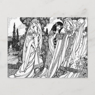 Cartão Postal Modas Medievais Pretas E Brancas