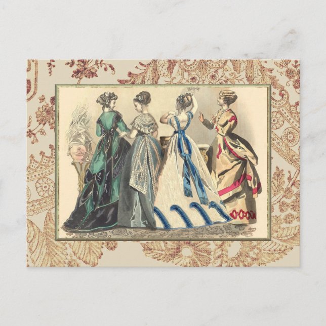 Cartão Postal Modas Victorianas Elegantes (Frente)