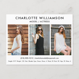 Cartão Postal Modelo Ator Comp Card 3 Cartão-postal branco