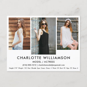 Cartão Postal Modelo Ator Comp Card 3 Cartão-postal Wht