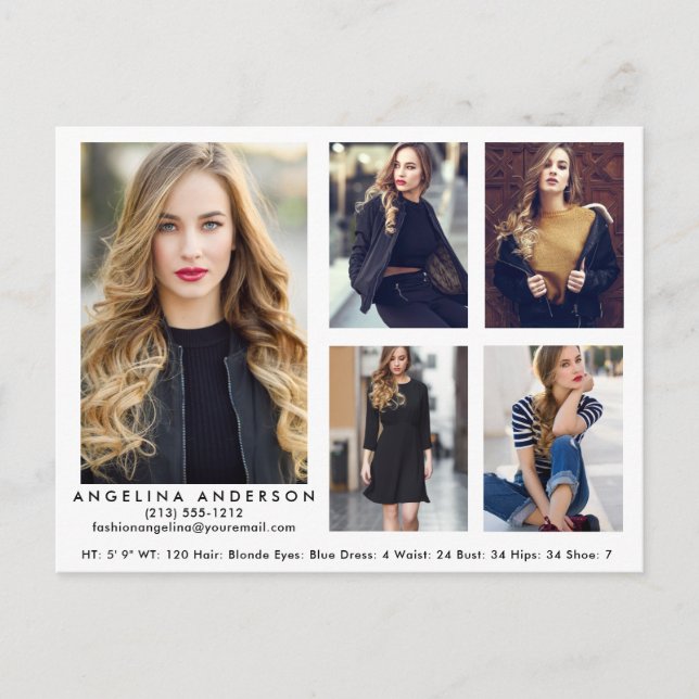 Cartão Postal Modelo Ator Comp Card 5 Photo Postcard W (Frente)