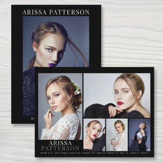 Cartão Postal Modelo Ator Comp Card 6 Foto frente dupla