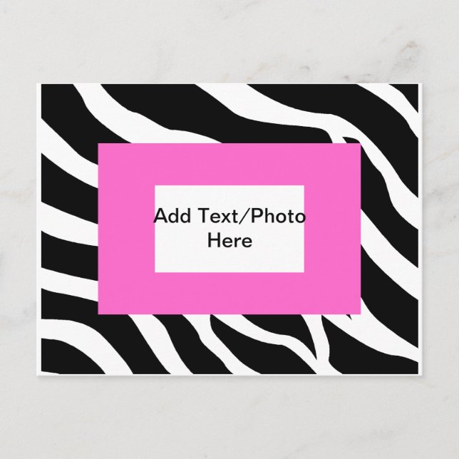 Cartão Postal Modelo branco-rosa-zebra (Frente)