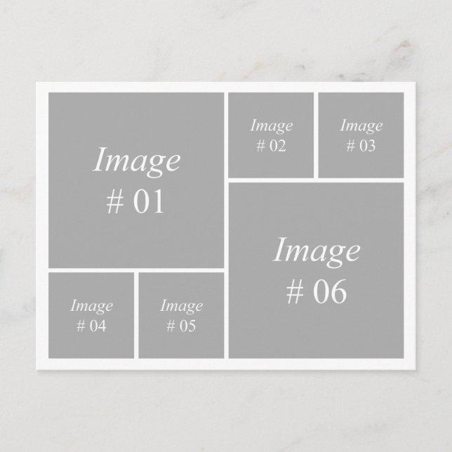 Cartão Postal modelo com 6 imagens quadradas (Frente)