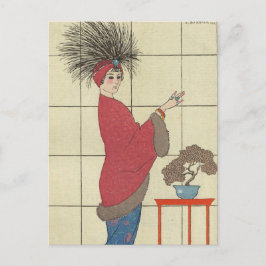 Cartão Postal Modelo com o casaco aparado Fox