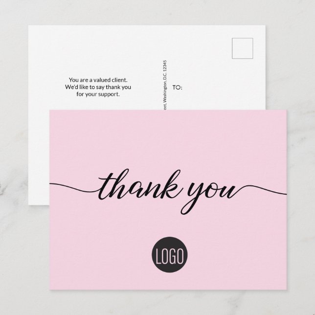 Cartão Postal Modelo cor-de-rosa de Apreciação do Cliente (Frente/Verso)