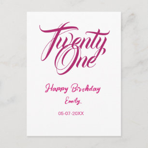 Cartão Postal modelo de 21º aniversário adicionar nome data ano