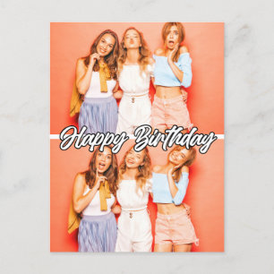 Cartão Postal Modelo de 2 fotos personalizável fofo de aniversár