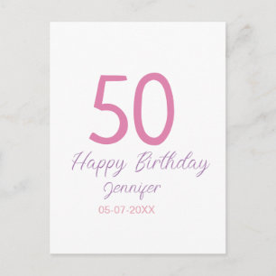 Cartão Postal modelo de 50º aniversário adicionar nome data ano 