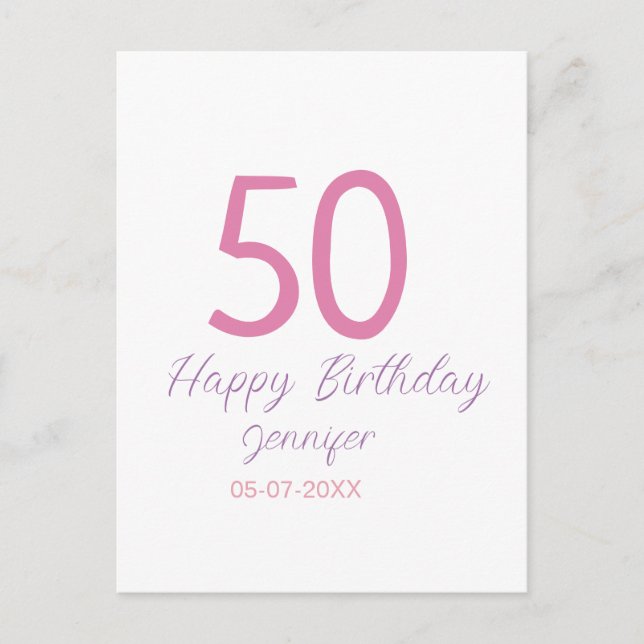 Cartão Postal modelo de 50º aniversário adicionar nome data ano  (Frente)
