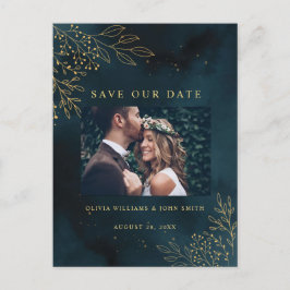 Cartão Postal Modelo de Estoque de Casamento Dourado marinho