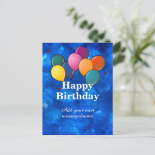 Cartão Postal Modelo de Feliz Aniversário, personalize,