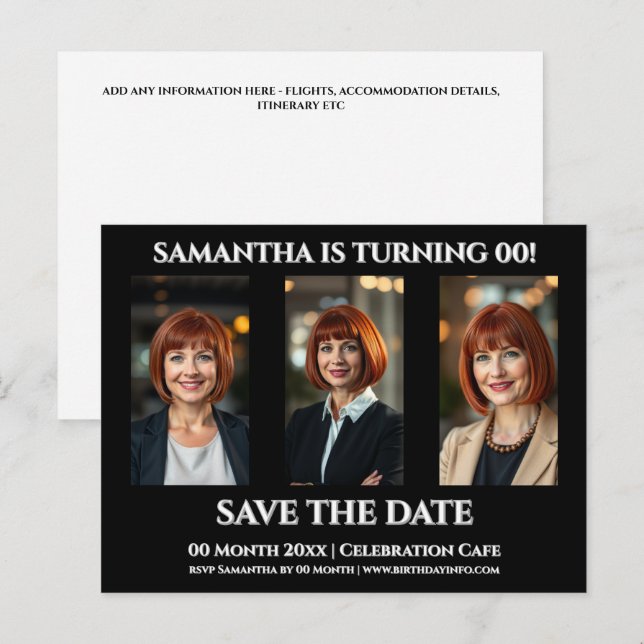 Cartão Postal Modelo de festa de aniversário simples qualquer id (Frente/Verso)