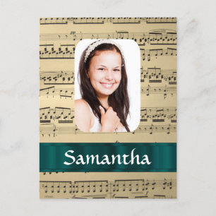 Cartão Postal Modelo de foto de folha de música