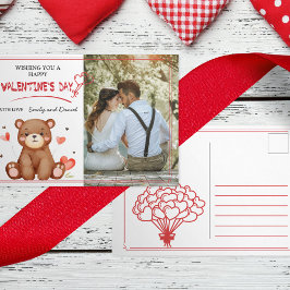 Cartão Postal Modelo de Foto de Urso em Aquarela Dia dos Namorad